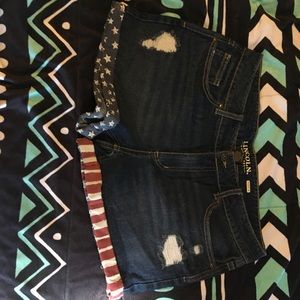 jean shorts american flag themed